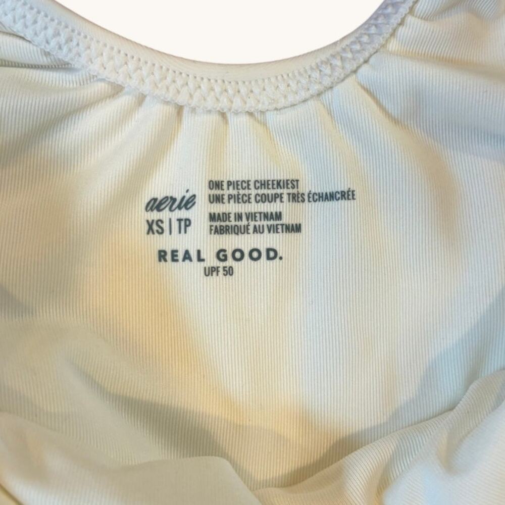 AERIE Women's One Piece Swimsuit XS White Smiley Face Babewatch Cheekiest NWT - Picture 7 of 8